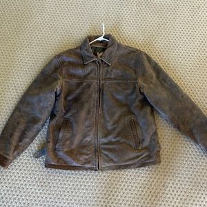 Large sTs mens brown leather jacket